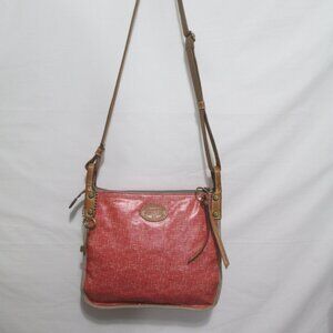 FOSSIL Orange Crossbody Coated Canvas Purse with BRASS KEY